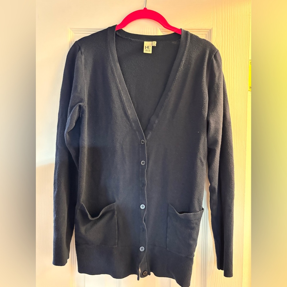 Classic Navy Cardigan Sweater